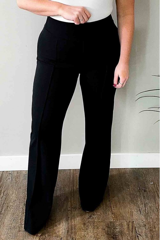 Black Charleston plus size pants with hem and elastic waist