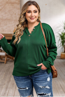 Green plus size blouse with open seams