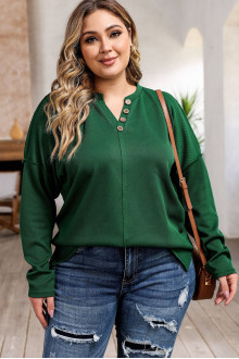 Green plus size blouse with open seams