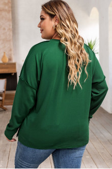 Green plus size blouse with open seams