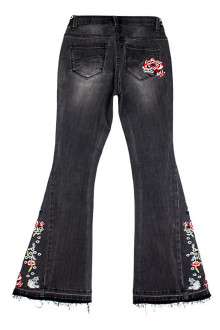 Charleston floral embroidered plus size jeans in grey