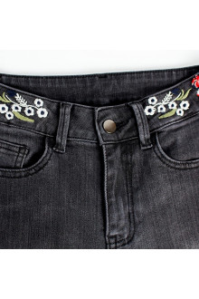 Charleston floral embroidered plus size jeans in grey