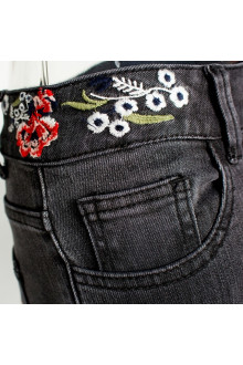 Charleston floral embroidered plus size jeans in grey