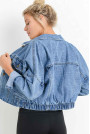 Cropped plus size denim jacket with dropped shoulders