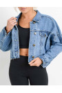 Cropped plus size denim jacket with dropped shoulders