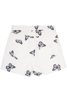 White butterfly plus size denim shorts