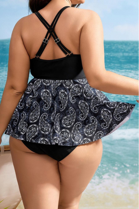 Batik print plus size tankini