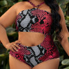 Sexy plus size swimsuit with snake print