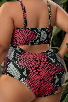 Sexy plus size swimsuit with snake print