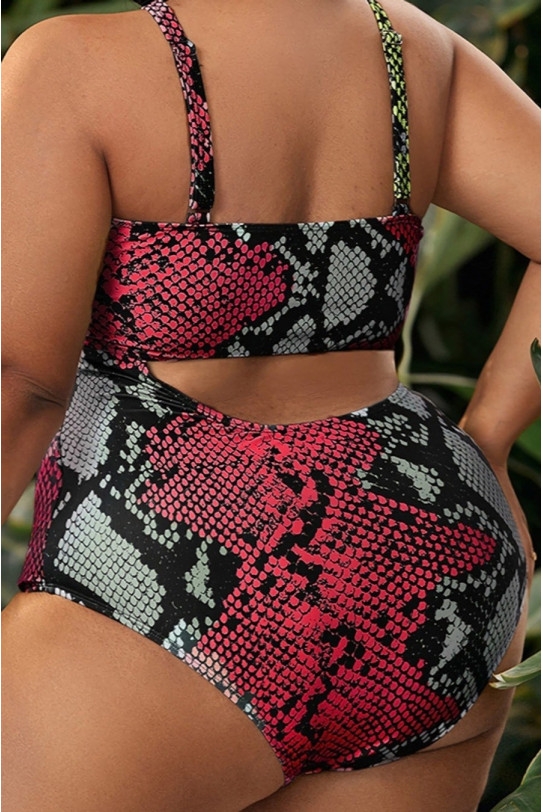 Sexy plus size swimsuit with snake print