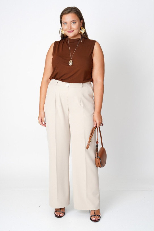 Elegant loose beige plus size pants