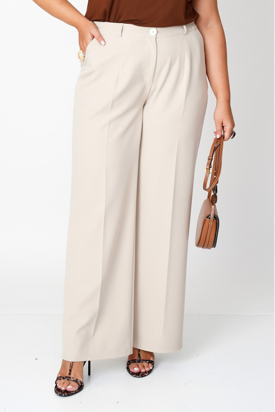 Elegant loose beige plus size pants