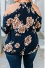 Макси блуза с кремави рози