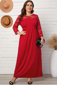 Long red maxi dress with lace sleeves