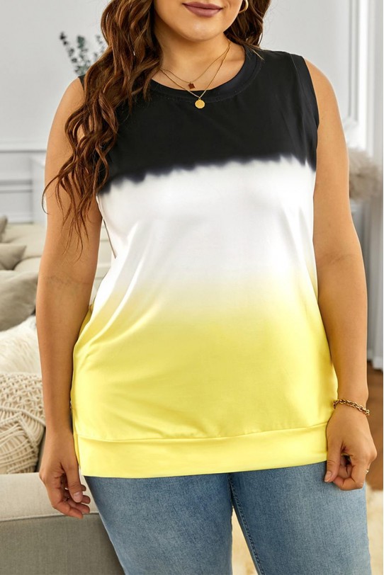 Макси блуза с без ръкави в бяло, черно и жълто