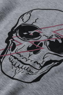 Plus size sweatshirt with skull print in gray