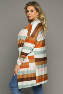 Plus size vest with stripes in earth tones and pockets