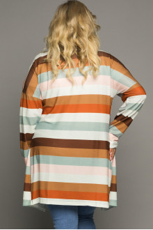 Plus size vest with stripes in earth tones and pockets