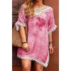 Розова плажна рокля в бохо стил с плетена бродерия