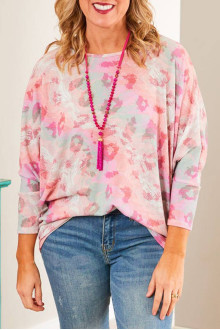 Maxi blouse with dropped shoulders in shades of pink