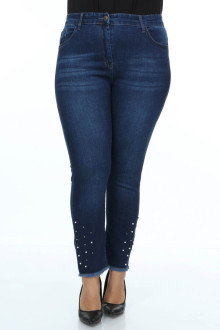 Dark jeans with pearls on the legs