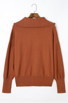 Brown plus size Zip Up Sweater