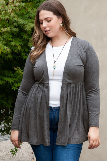 High-waisted slim graphite cardigan with pleats