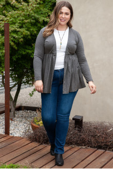 High-waisted slim graphite cardigan with pleats