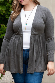 High-waisted slim graphite cardigan with pleats