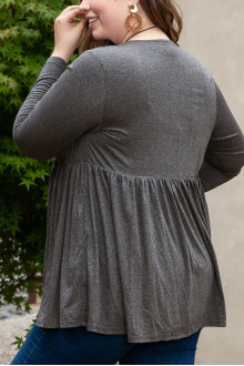 High-waisted slim graphite cardigan with pleats