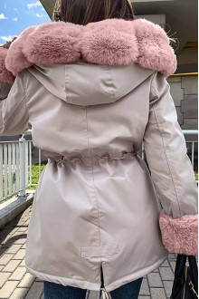 Cream plus size jacket with removable down element in pink