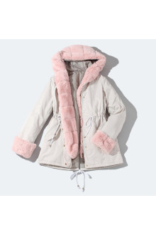 Cream plus size jacket with removable down element in pink