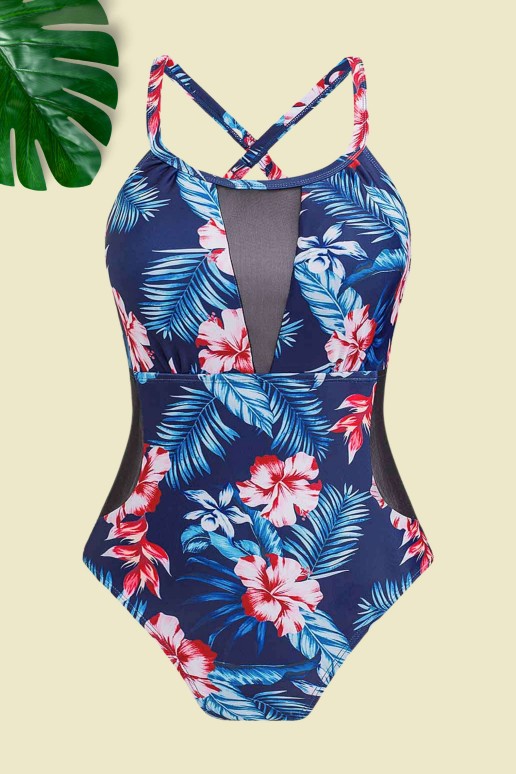 One piece plus size swimsuit with seal details