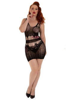 Flower Patterned Net Dress Bodysuit