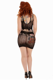 Flower Patterned Net Dress Bodysuit