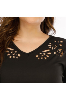 Black plus size dress with laser cut florals