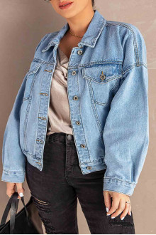 Loose light plus size denim jacket with dropped shoulders