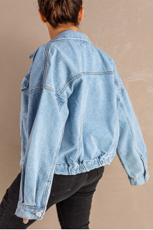 Loose light plus size denim jacket with dropped shoulders