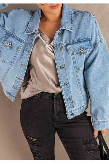 Loose light plus size denim jacket with dropped shoulders