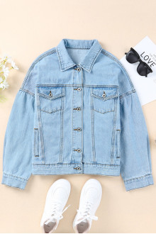 Loose light plus size denim jacket with dropped shoulders