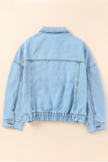 Loose light plus size denim jacket with dropped shoulders