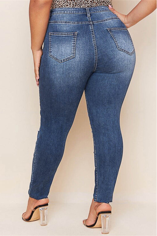 High waist ripped plus size jeans