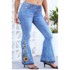 Charleston plus size jeans with sunflower embroidery