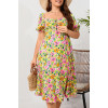 Midi summer plus size dress in a fresh floral pattern