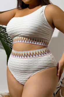 Textured white plus size with ethnic print