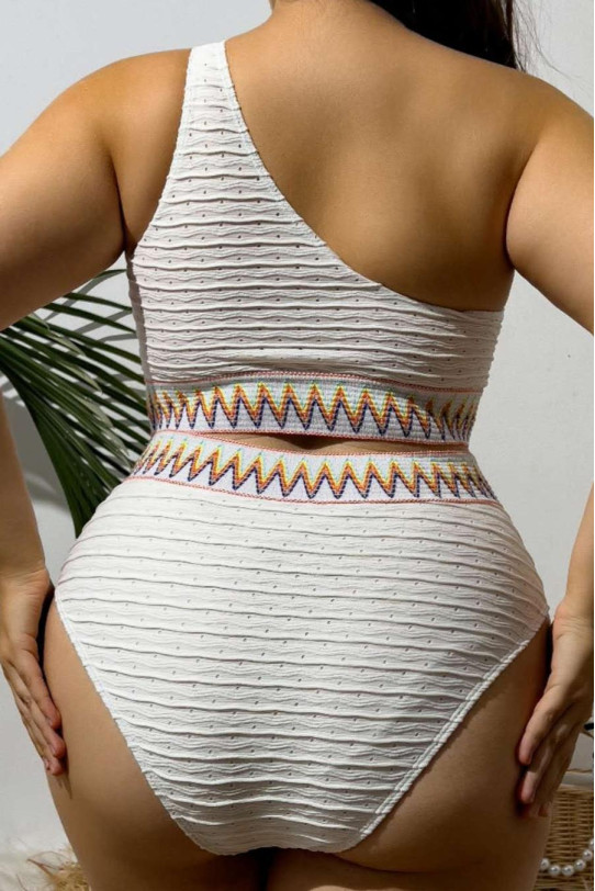 Textured white plus size with ethnic print