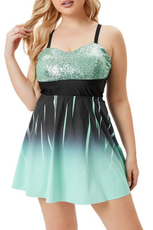 Elegant plus size swimsuit with sequins and ombre print