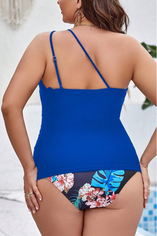 Blue tank top plus size swimsuit set