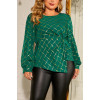 Green glitter plus size blouse