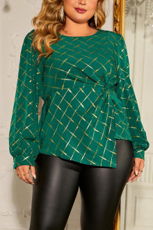 Green glitter plus size blouse